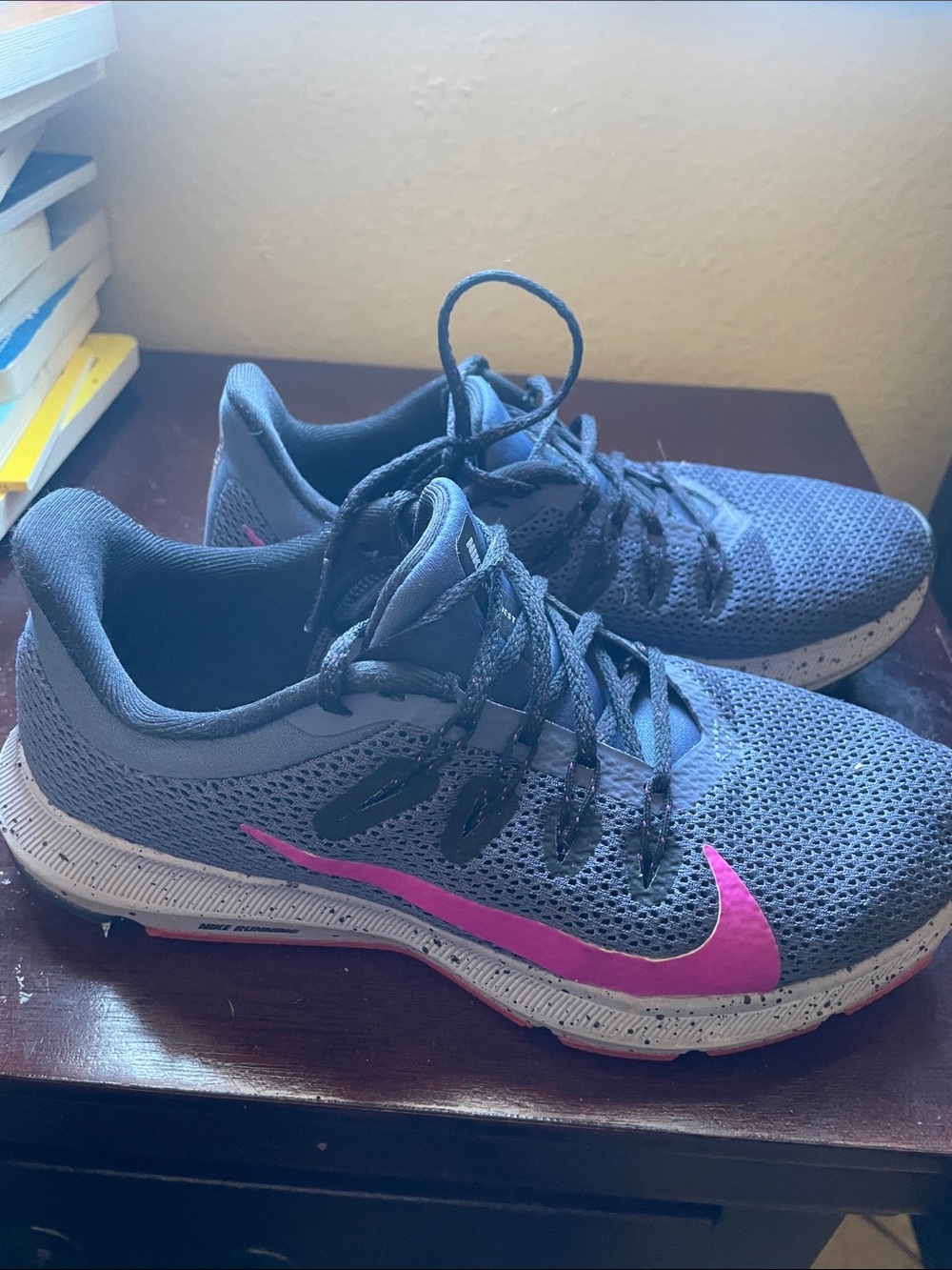 Nike Women’s Gray Athletic Shoes with Pink Swoosh